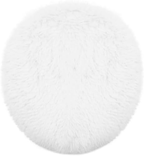 Soft Fluffy Toilet Seat Cover, Washable Absorbent Lid Cover, Adjustable Non Slip Backing for Most Bathroom Toilet Lids White 17.7" x 19.7"