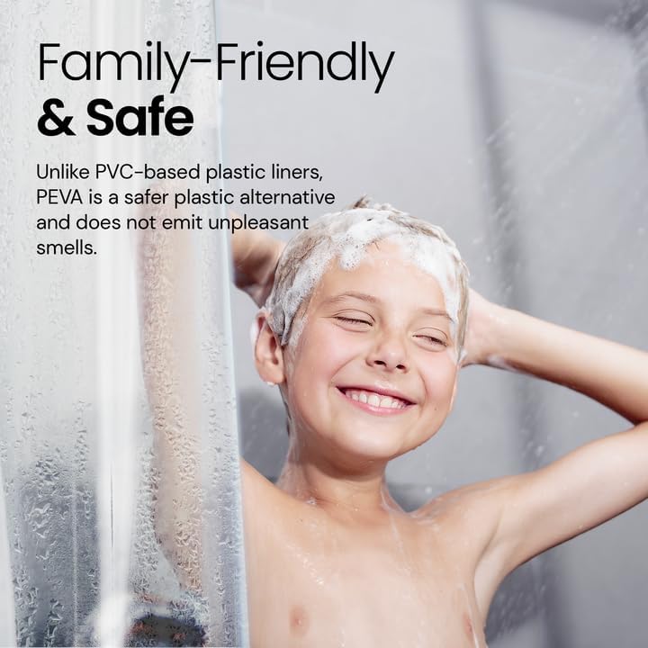LiBa Bathroom Shower Curtain Waterproof Plastic Shower Curtain Premium PEVA Non-Toxic with Rust Proof Grommets Frosted 8G Bathroom Accessories 72x72