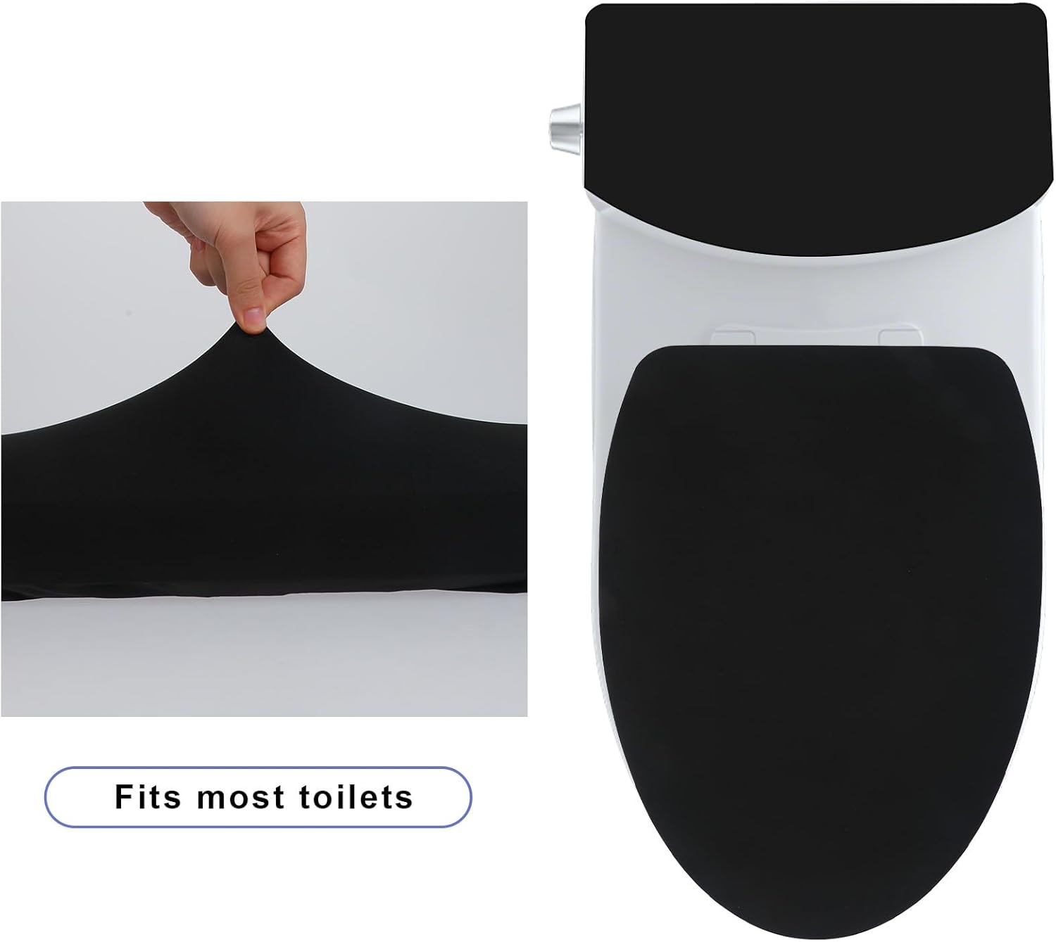 Sliverdew Toilet Lid Cover and Toilet Tank Lid Cover Toilet Cover with Elastic Bottom Fabric Cover for A Lid Toilet Tank Toilet Top Cover Back of Toilet Tank Cover Replacement (Black)