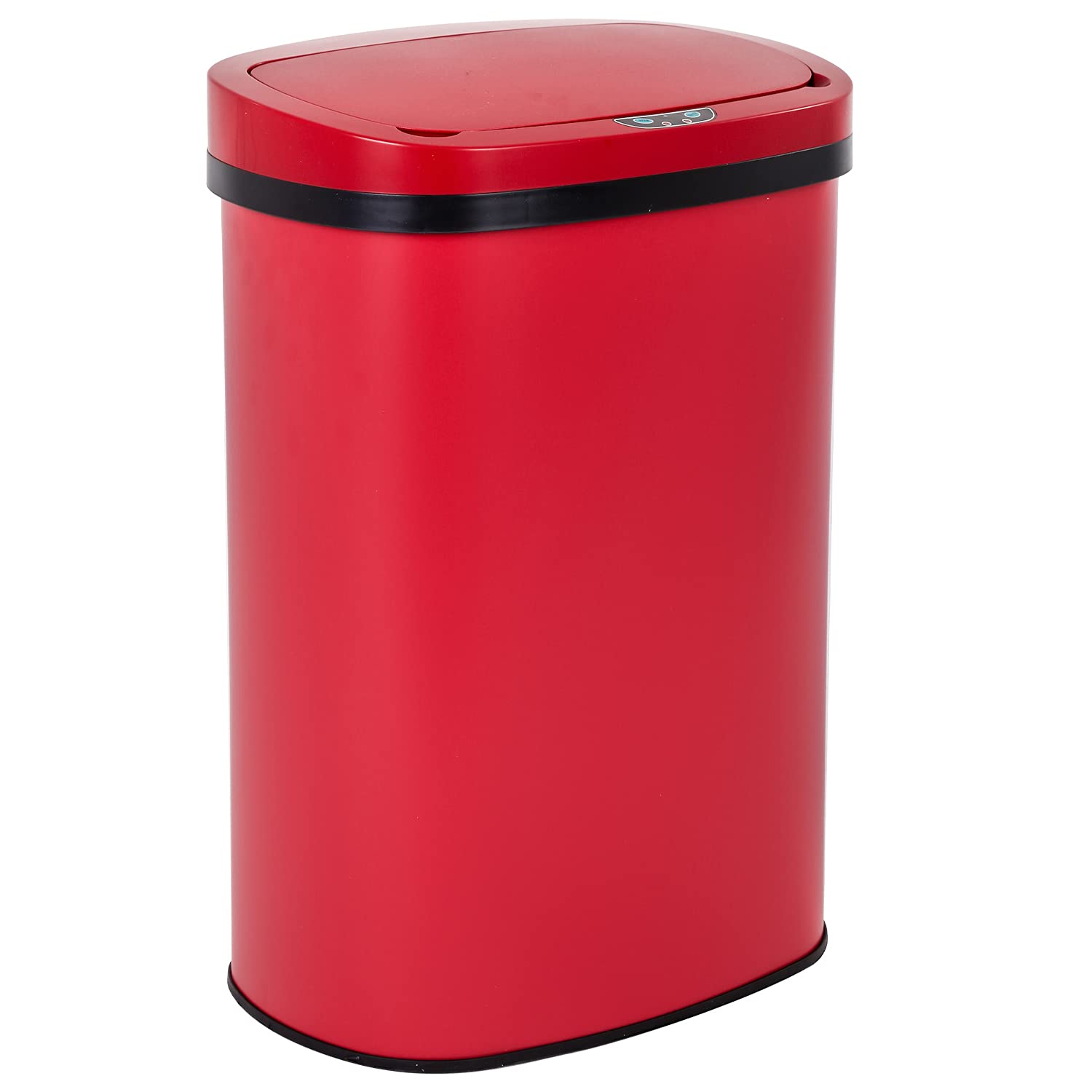 BestOffice | 13 Gallon Trash Can with Lid | Automatic Touchless Garbage Can | Odor Control | Modern Oval Design | Easy to Clean | Stainless Steel | Fits Any Kitchen, Bathroom, Office or Home