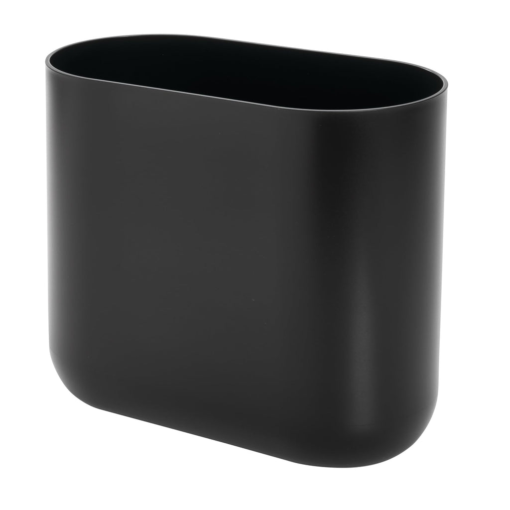iDesign Small Slim Plastic Bathroom Trash Can, Garbage Can for Bedroom, Office, Desk, Dorm, White