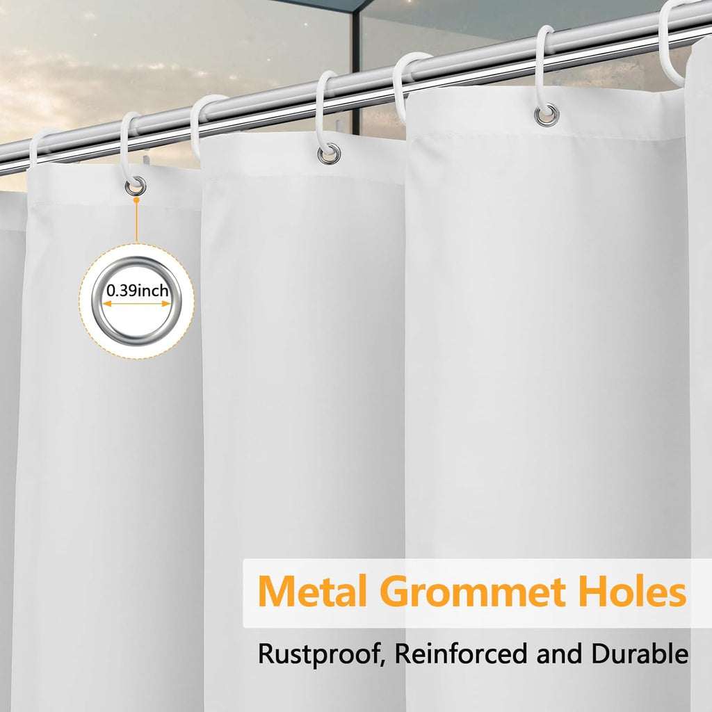 Seenus Waterproof Fabric Shower Curtain Liner with 3 Extra-Large Magnets, 72 x 72 inch Washable Cloth Shower Liner Odorless Hotel Quality, Neutral White Lightweight Shower Curtain for Bathroom