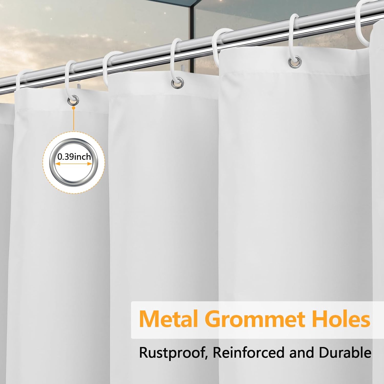 Seenus Waterproof Fabric Shower Curtain Liner with 3 Extra-Large Magnets, 72 x 72 inch Washable Cloth Shower Liner Odorless Hotel Quality, Neutral White Lightweight Shower Curtain for Bathroom