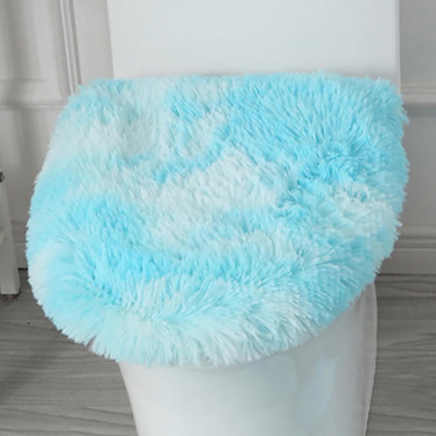 Soft Fluffy Toilet Seat Cover, Washable Absorbent Lid Cover, Adjustable Non Slip Backing for Most Bathroom Toilet Lids White 17.7" x 19.7"