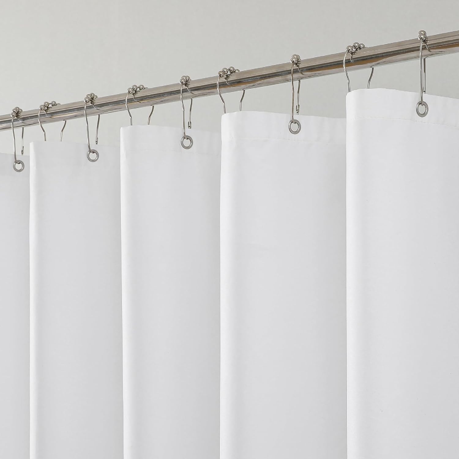 Water-Repellent Fabric Shower Curtain Liner - Hotel Quality Machine Washable, 3 Heavy-Duty Magnets with Rustproof Grommets & Weighted Hem, Standard Size 72x72in White