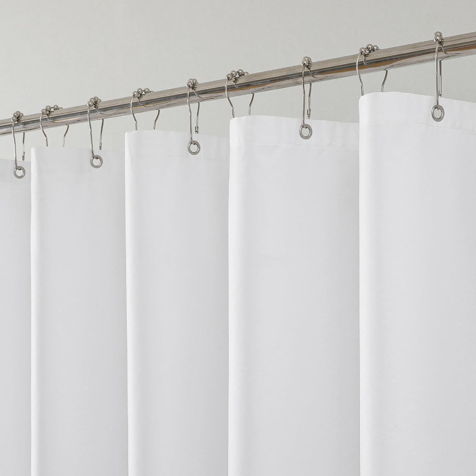 Water-Repellent Fabric Shower Curtain Liner - Hotel Quality Machine Washable, 3 Heavy-Duty Magnets with Rustproof Grommets & Weighted Hem, Standard Size 72x72in White