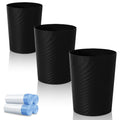 UUJOLY Bathroom Small Trash Can with Trash Bag Plastic Garbage Can Round Waste Basket for Bathrooms, Laundry Room, Kitchens, Offices, Kids Rooms, Dorms, 1.8 Gallons, 3 Pack (White)