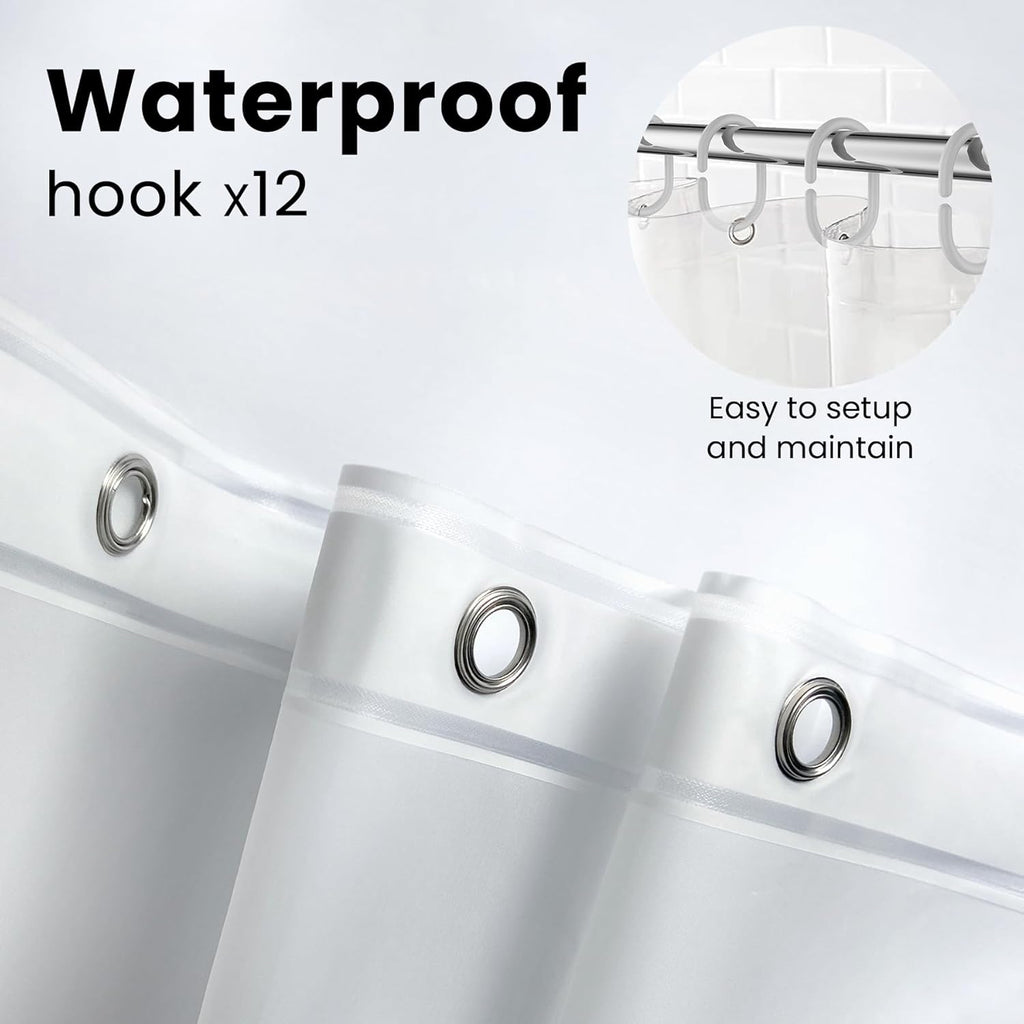 LiBa Bathroom Shower Curtain - Waterproof Plastic Shower Curtain Premium PEVA Non-Toxic with Rust Proof Grommets White 10G Heavy Duty Bathroom Accessories 72x72