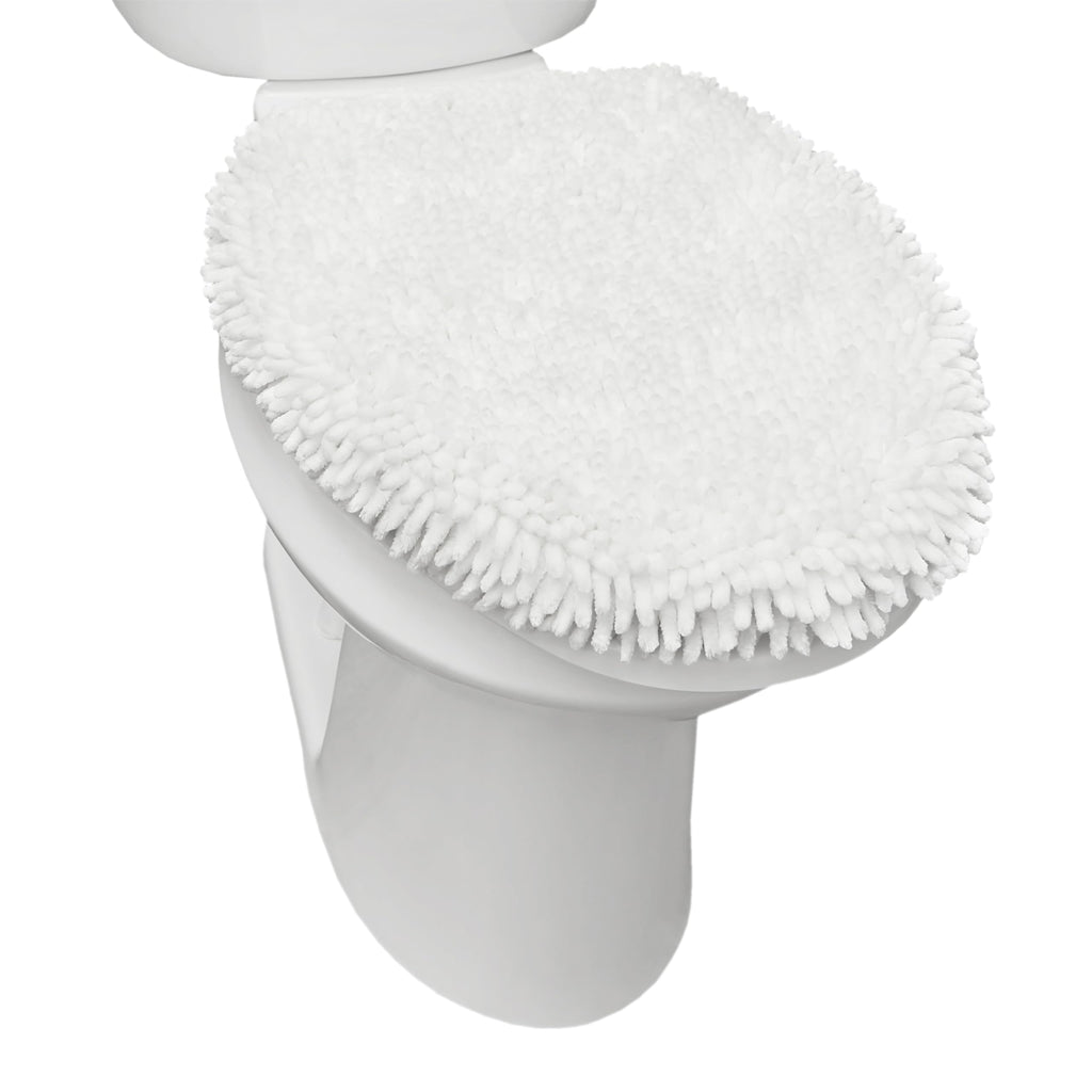 Town & Country Basics Spa Step Noodle Solid Bathroom Toilet Lid Cover, Plush, Soft, and Absorbent, Machine Washable, Blue, 18.5"x19.6"