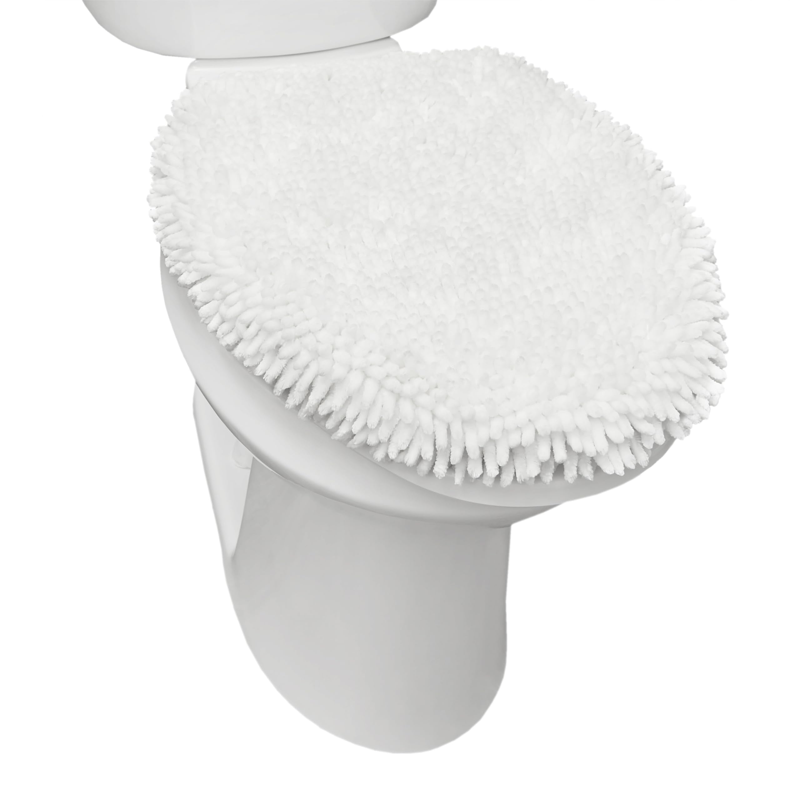 Town & Country Basics Spa Step Noodle Solid Bathroom Toilet Lid Cover, Plush, Soft, and Absorbent, Machine Washable, Blue, 18.5"x19.6"