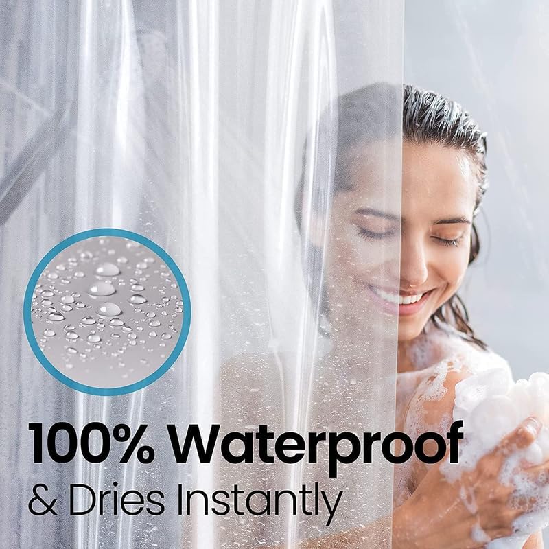LiBa Bathroom Shower Curtain - Waterproof Plastic Shower Curtain Premium PEVA Non-Toxic with Rust Proof Grommets White 10G Heavy Duty Bathroom Accessories 72x72