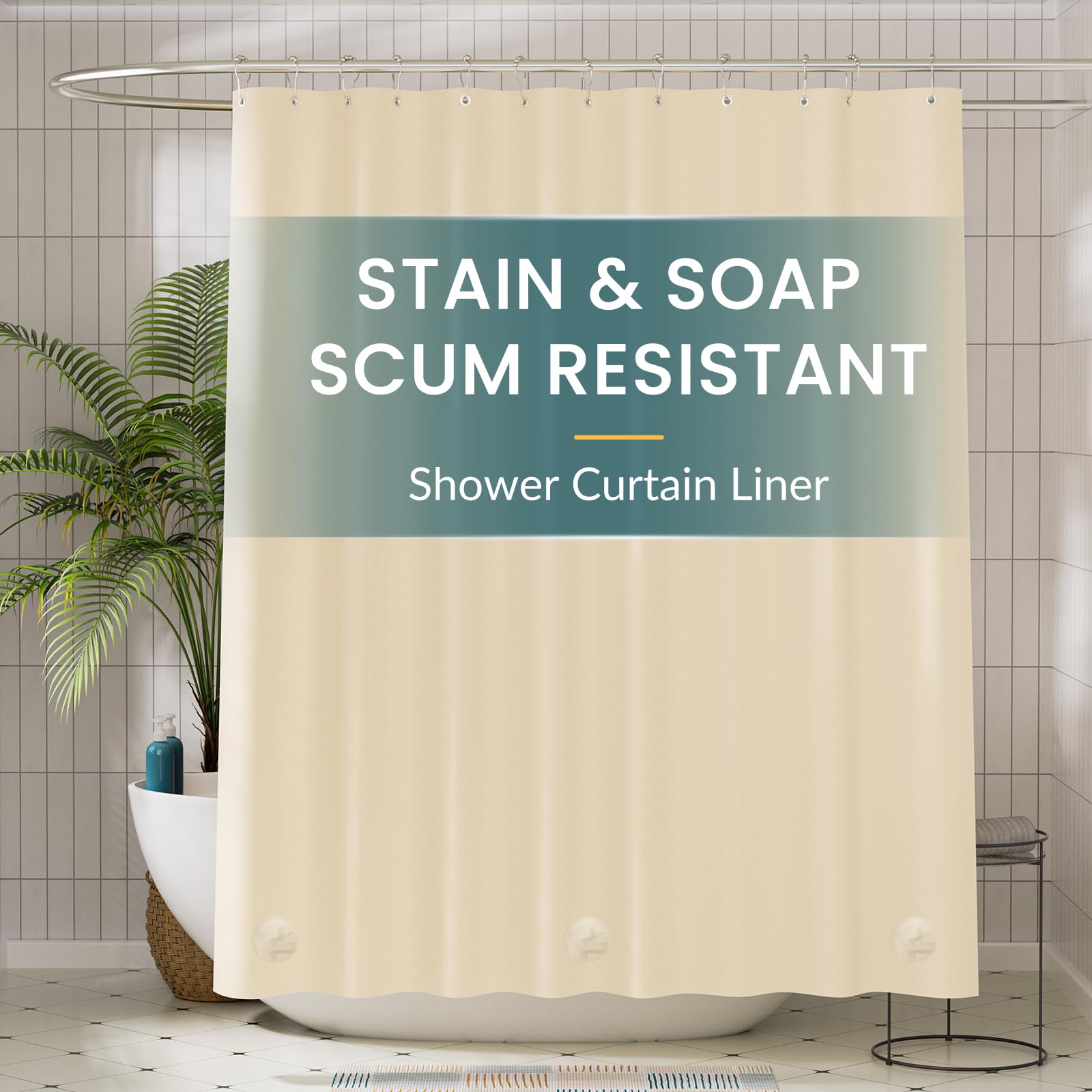 Titanker Clear Shower Curtain Liner, Plastic Shower Liner PEVA 72 x 72 Lightweight Waterproof Shower Curtains for Bathroom with Magnets and Rustproof Grommets