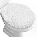 Luxury Soft Microfiber Toilet Lid Cover Machine Washable Solid Toilet Seat Cover 17.5" x 15" Adjustable Rubber Backing Fits Most 16-17.5" L x 14-16" W Round Oblong and Elongated Toilet Seat