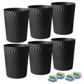 YGJT Small Trash Can, 3 Pack 1.8 Gallons Bathroom Trash Can, Slim Waste Basket, Round Garbage Can, Plastic Trash Bin for Kitchen, Dorm, Bedroom, Office, Living Room, Study, Compact Spaces(Black)