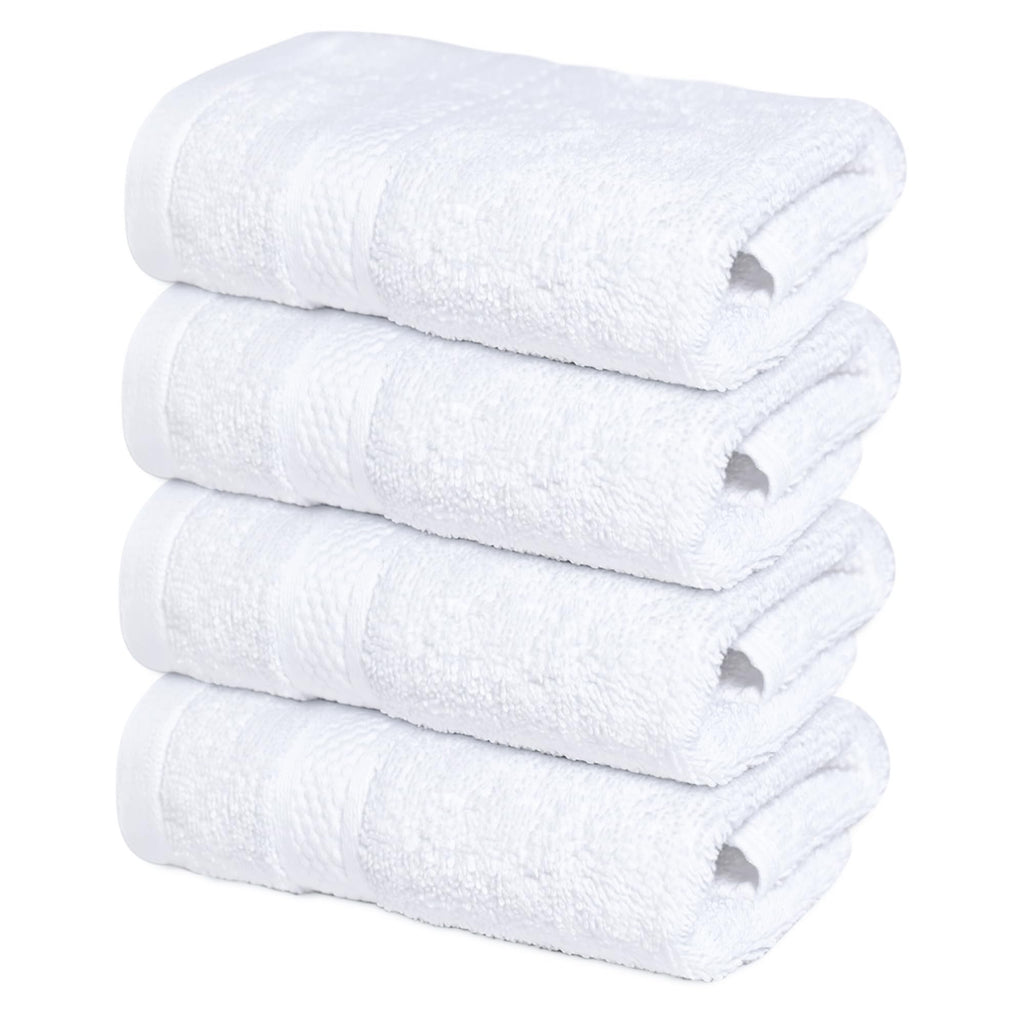 Infinitee Xclusives Luxury 100% Cotton Towel Set – 8 Piece Bathroom Towel Set (2 Bath Towels, 2 Hand Towels, 4 Washcloths) – Soft & Absorbent Towels for Bathroom (Brilliant White)