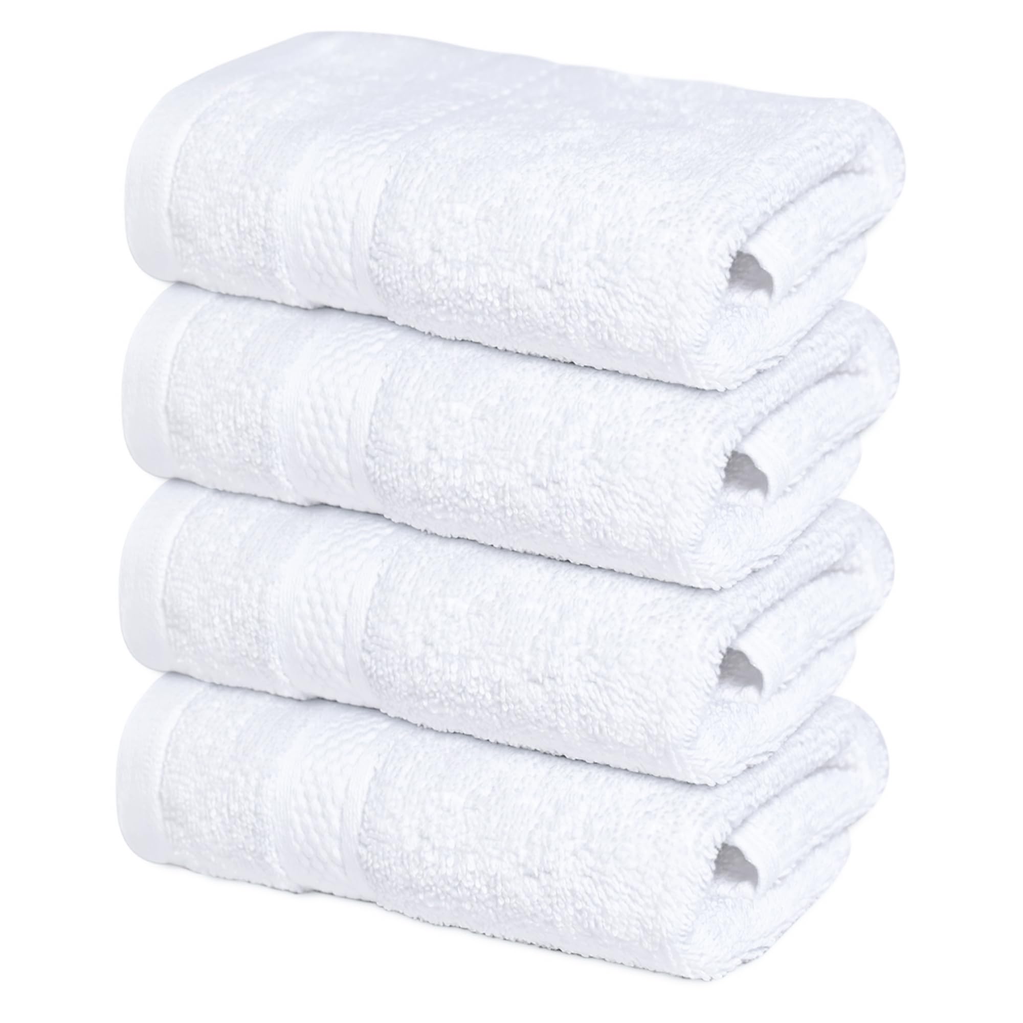 Infinitee Xclusives Luxury 100% Cotton Towel Set – 8 Piece Bathroom Towel Set (2 Bath Towels, 2 Hand Towels, 4 Washcloths) – Soft & Absorbent Towels for Bathroom (Brilliant White)