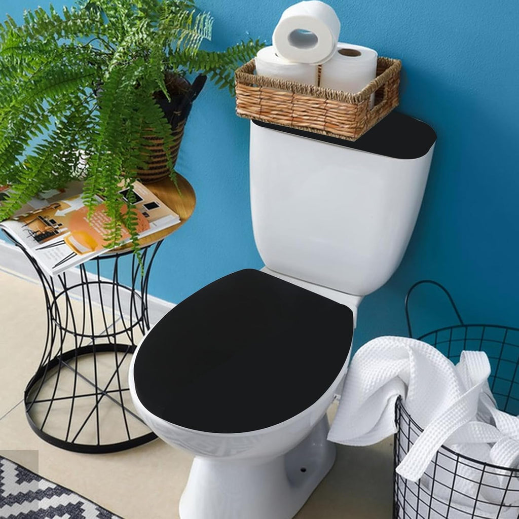 Sliverdew Toilet Lid Cover and Toilet Tank Lid Cover Toilet Cover with Elastic Bottom Fabric Cover for A Lid Toilet Tank Toilet Top Cover Back of Toilet Tank Cover Replacement (Black)