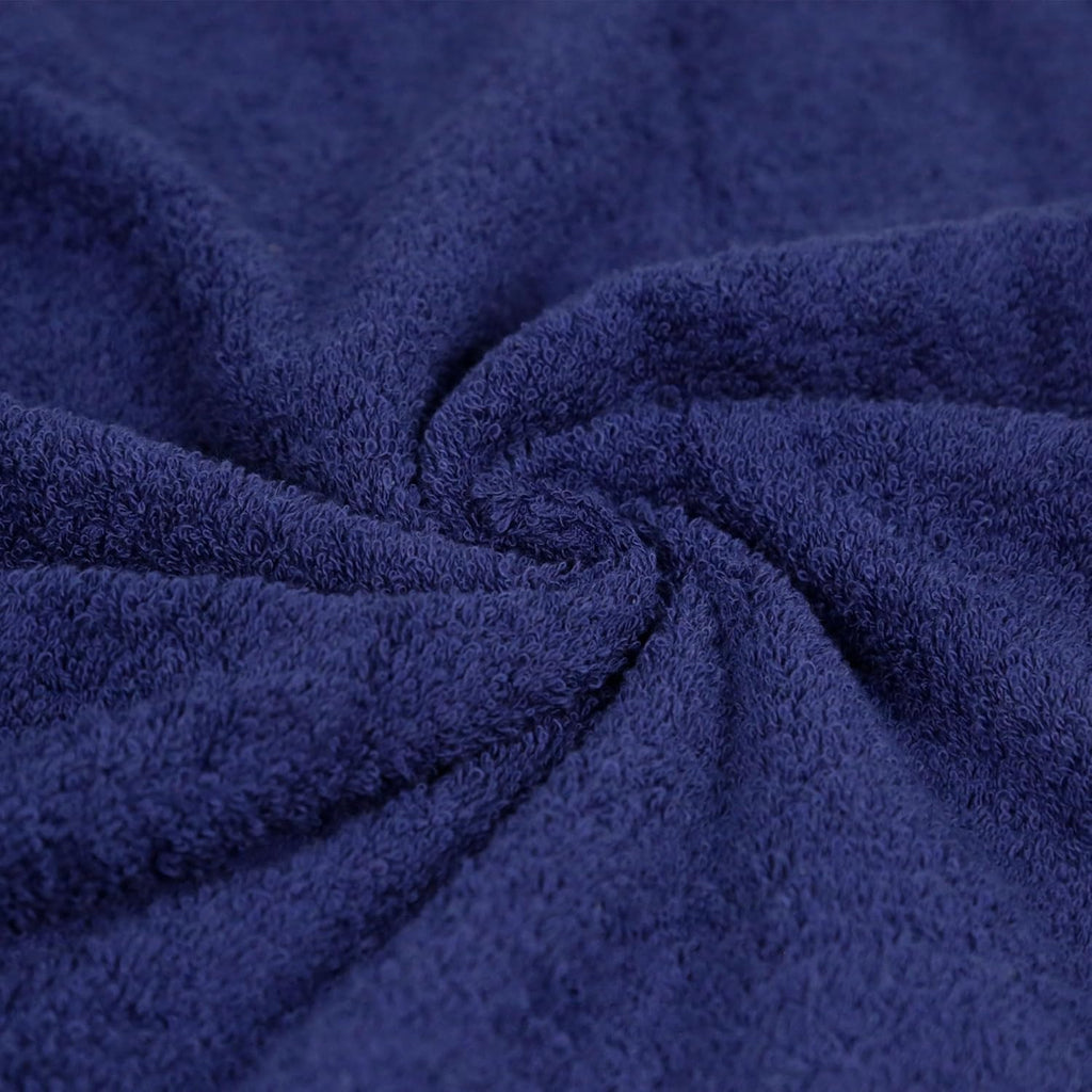 Amazon Basics 6-Piece Fade-Resistant 100% Cotton Towel Set, Soft and Absorbent, 2 Bath Towels, 2 Hand Towels, 2 Washcloths, Navy Blue