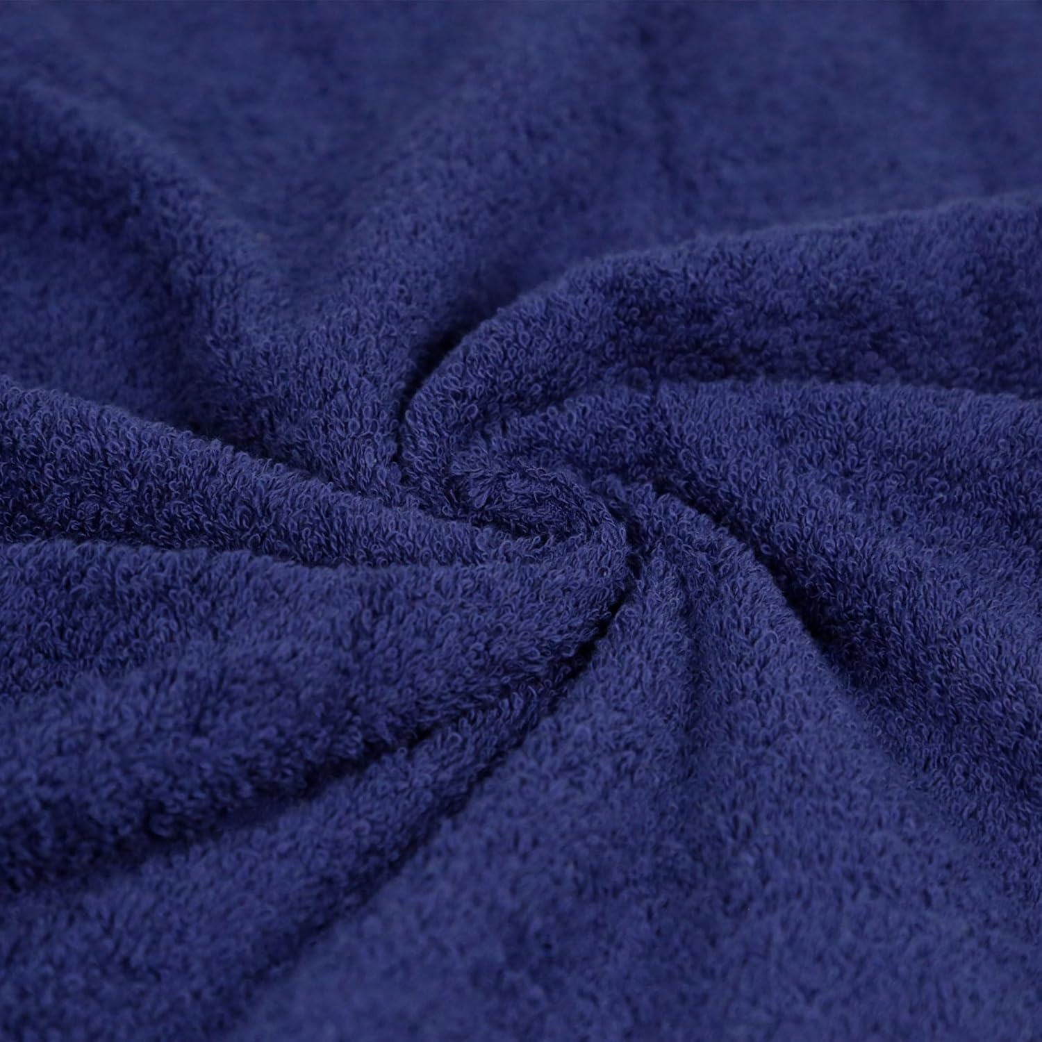 Amazon Basics 6-Piece Fade-Resistant 100% Cotton Towel Set, Soft and Absorbent, 2 Bath Towels, 2 Hand Towels, 2 Washcloths, Navy Blue