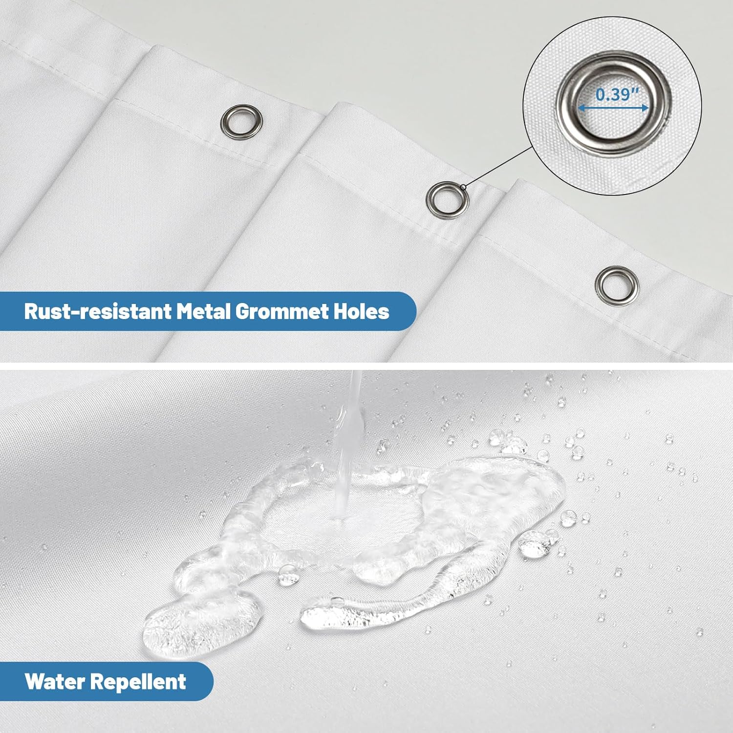 Water-Repellent Fabric Shower Curtain Liner - Hotel Quality Machine Washable, 3 Heavy-Duty Magnets with Rustproof Grommets & Weighted Hem, Standard Size 72x72in White