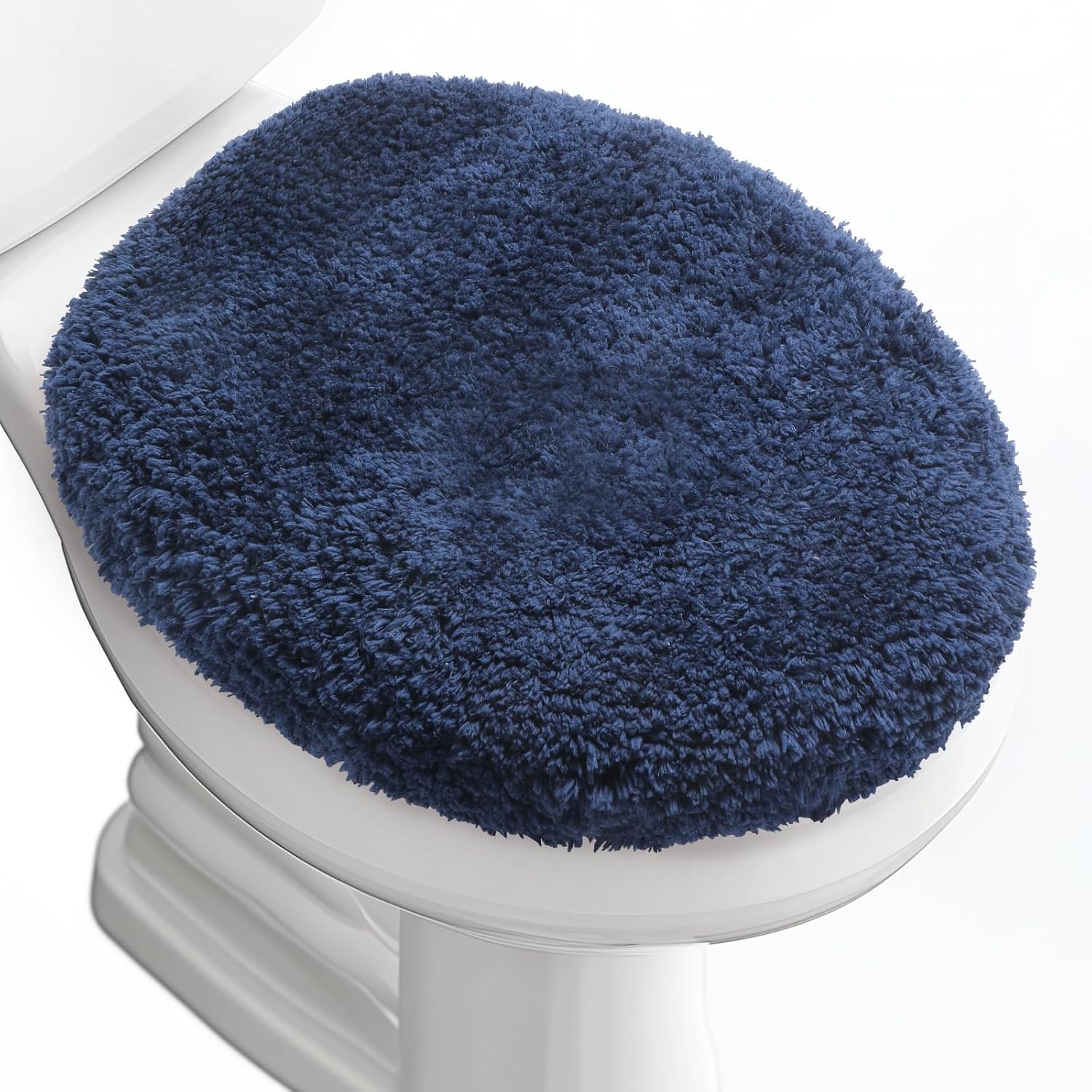 Luxury Soft Microfiber Toilet Lid Cover Machine Washable Solid Toilet Seat Cover 17.5" x 15" Adjustable Rubber Backing Fits Most 16-17.5" L x 14-16" W Round Oblong and Elongated Toilet Seat