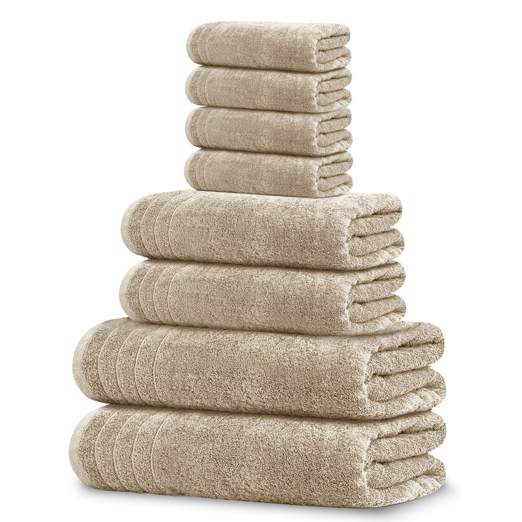 Tens Towels Pack of 8 Towels Set, 2 Extra Large Bath, 2 Hand, 4 Washcloths, 100% Cotton, Lighter Weight, Quicker to Dry, Super Absorbent, Perfect for Bathroom, Dark Grey