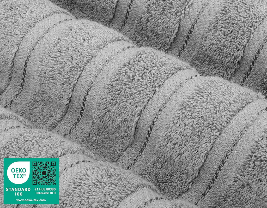 American Soft Linen Luxury 6 Piece Towel Set, 2 Bath Towels 2 Hand Towel 2 Washcloths, 600 GSM 100% Cotton Turkish Towels for Bathroom, Light Grey Towel Sets