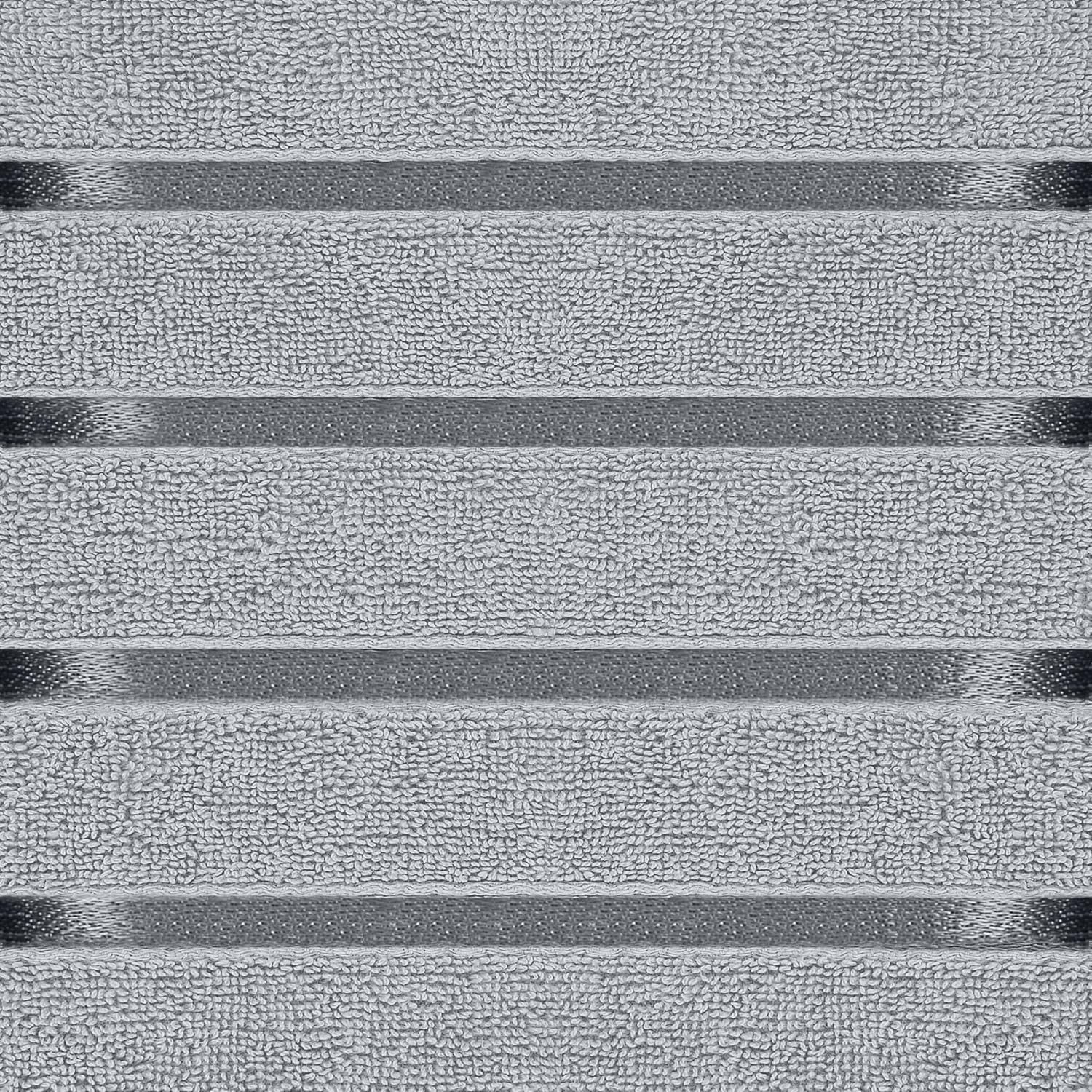 Utopia Towels 8 Piece Luxury Towel Set, 2 Bath, 2 Hand, and 4 Wash Cloths, 600 GSM Ring Spun Cotton, Highly Absorbent Viscose Stripe Towels, Ideal for Everyday use, Cool Grey