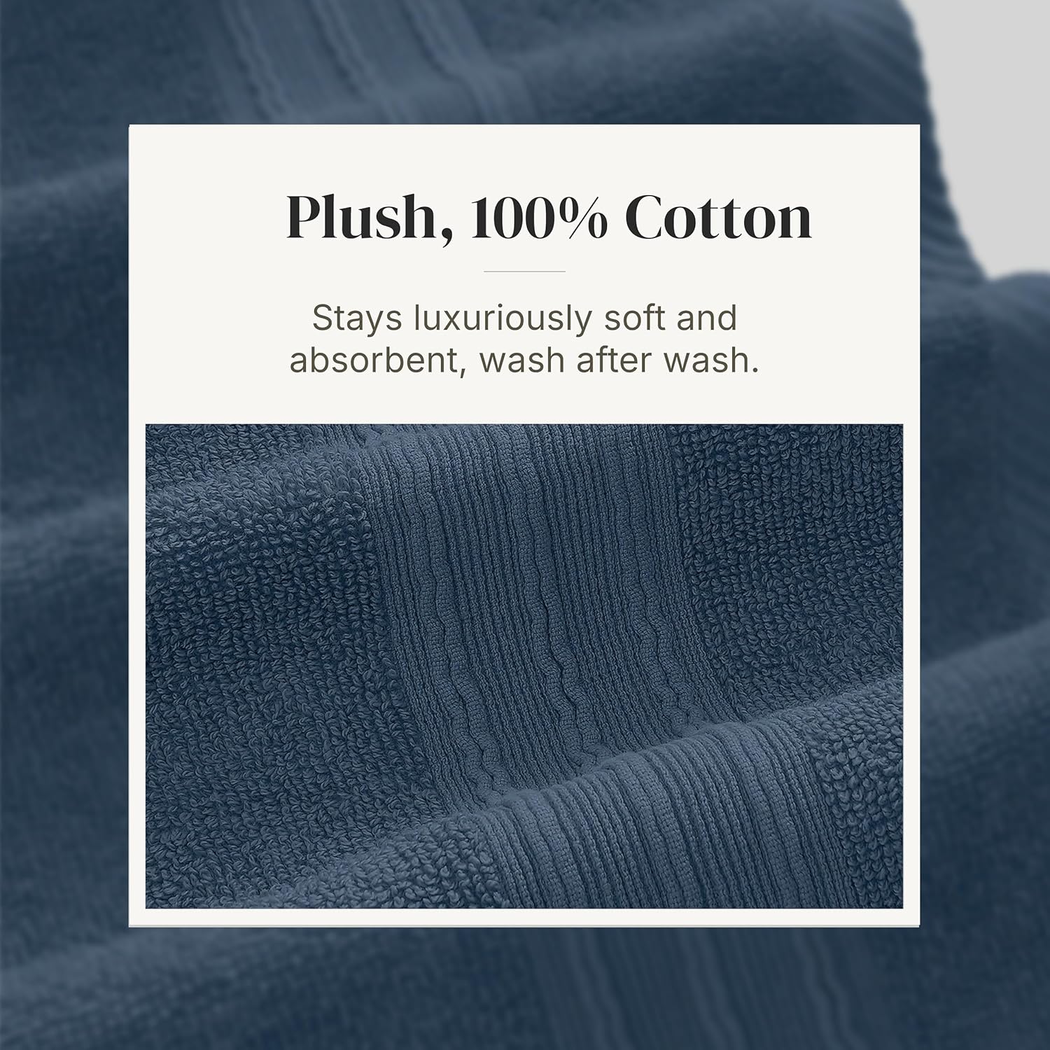Modern Threads Floral Trail 6-Piece 100% Cotton Towel Set – Reversible Yarn Dyed Jacquard - Includes 2 Bath Towels, 2 Hand Towels, 2 Washcloths – Absorbent, Quick Dry, Soft & Durable – Navy