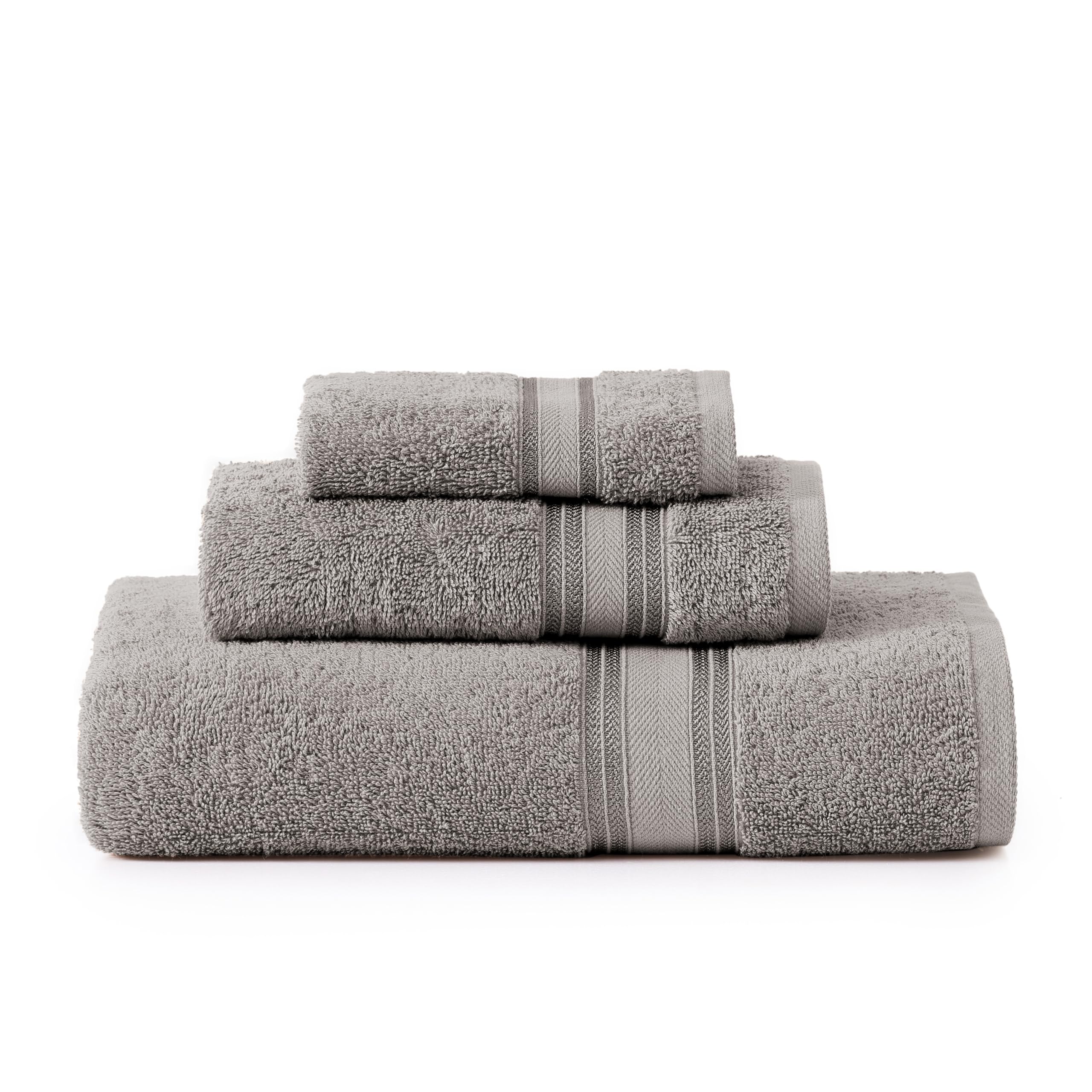 LANE LINEN 18-Pack Premium Towels for Bathroom – 100% Cotton Towel Set, Zero Twist, 6 Bath, 6 Hand & 6 Washcloths,Gentle on Body, Highly Absorbent, Remains Soft After Wash, Hotel & Spa Quality – Grey