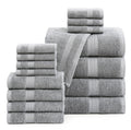 LANE LINEN 100% Cotton Turkish Towel Set for Bathroom - 16 Piece - Super Soft, Quick Dry & Highly Absorbent - 4 Bath, 8 Wash cloths, 4 Hand Towels - Hotel Quality, Durable & OEKO-TEX Certified - Grey